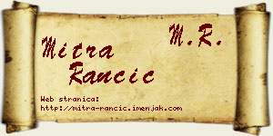 Mitra Rančić vizit kartica